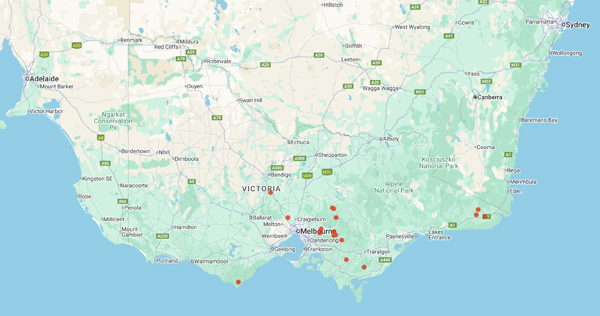 collecting locality map for 'Reeves, H.T.'